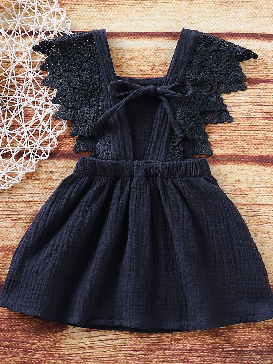 Summer Fashion Baby Girl Solid Color Lace Pinafore Dress - dianjiang-