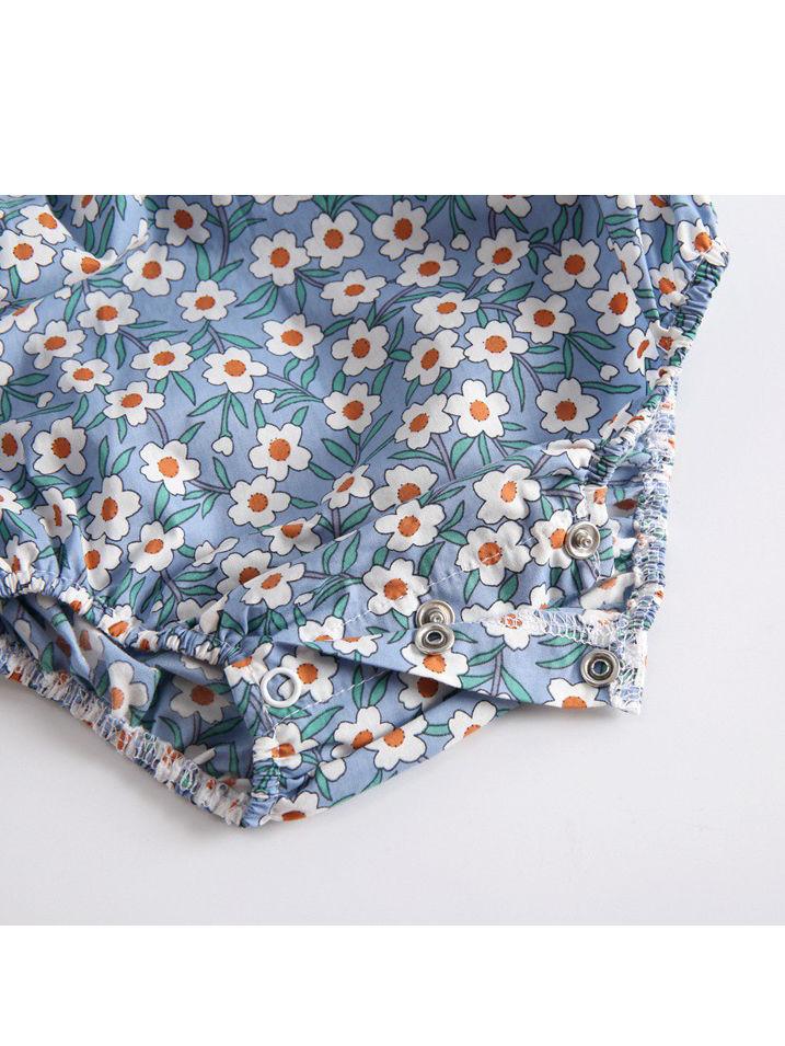 Summer Floral Ruffle Bow Infant Baby Girl Onesie Romper - dianjiang-