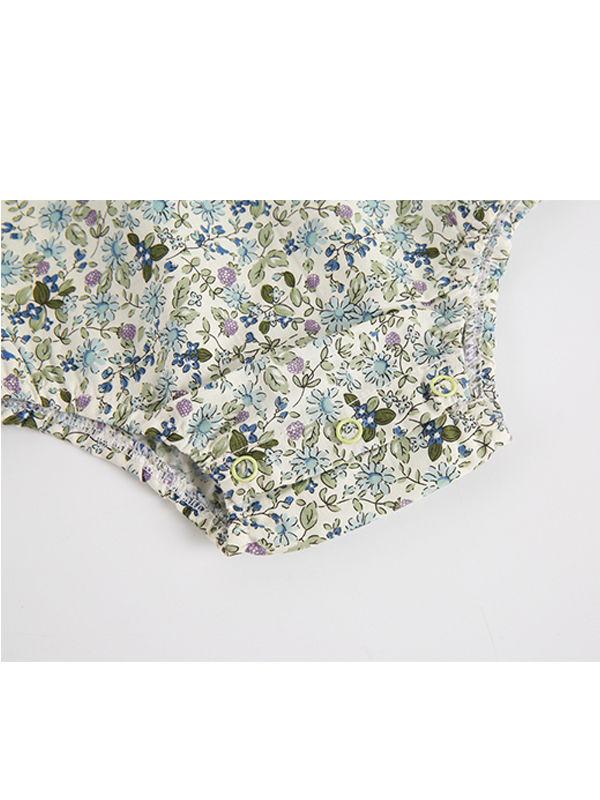 Summer Infant Baby Girls Flowers Print Sleeveless Bodysuit - dianjiang-