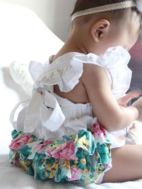 Summer Flower Print Flutter Sleeve Baby Playsuit Onesie - dianjiang-