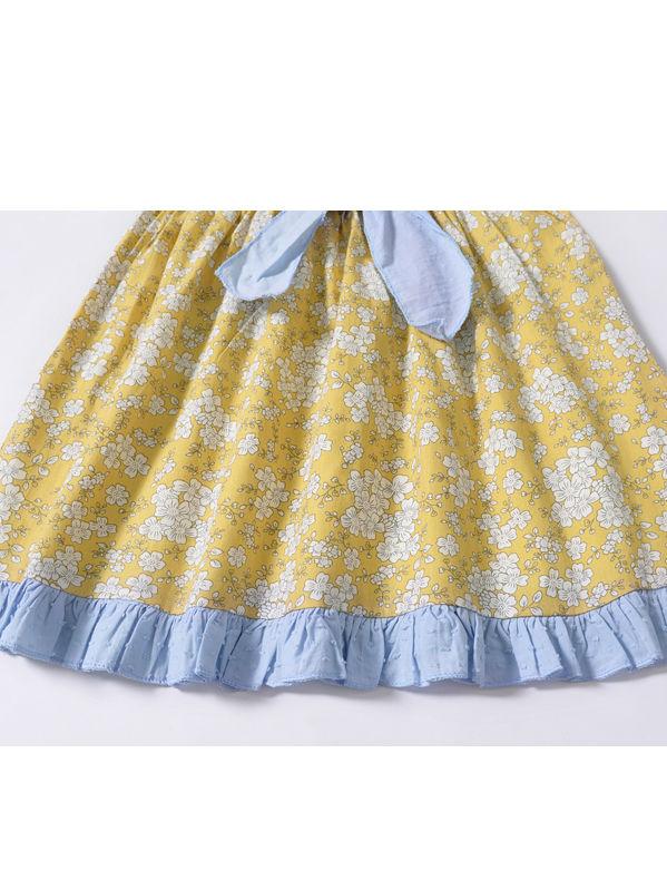 Summer Ruffled Collar Floral Dress with Bow - dianjiang-