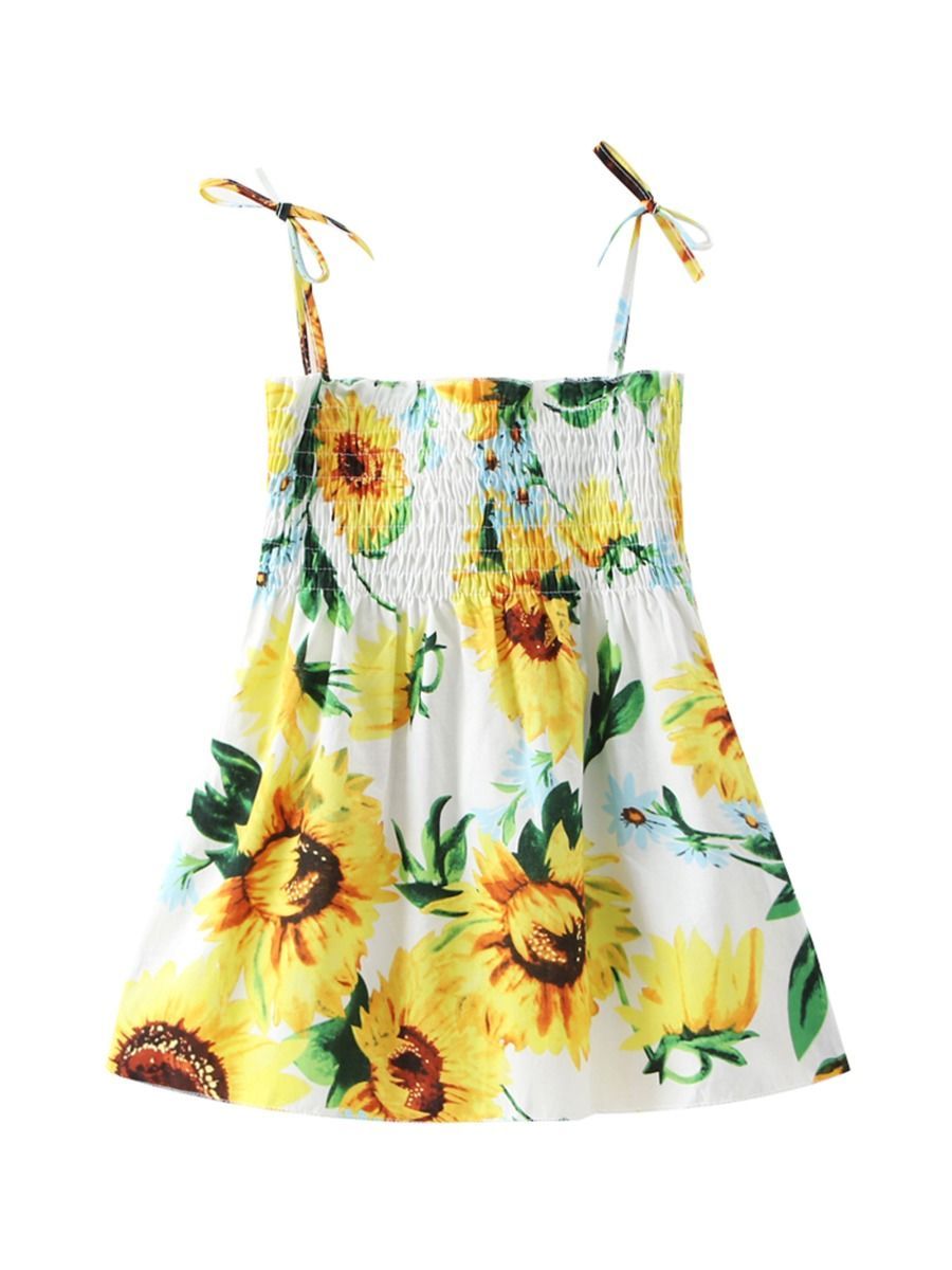 Baby Toddler Kids Sunflower Tie Sundress - dianjiang-