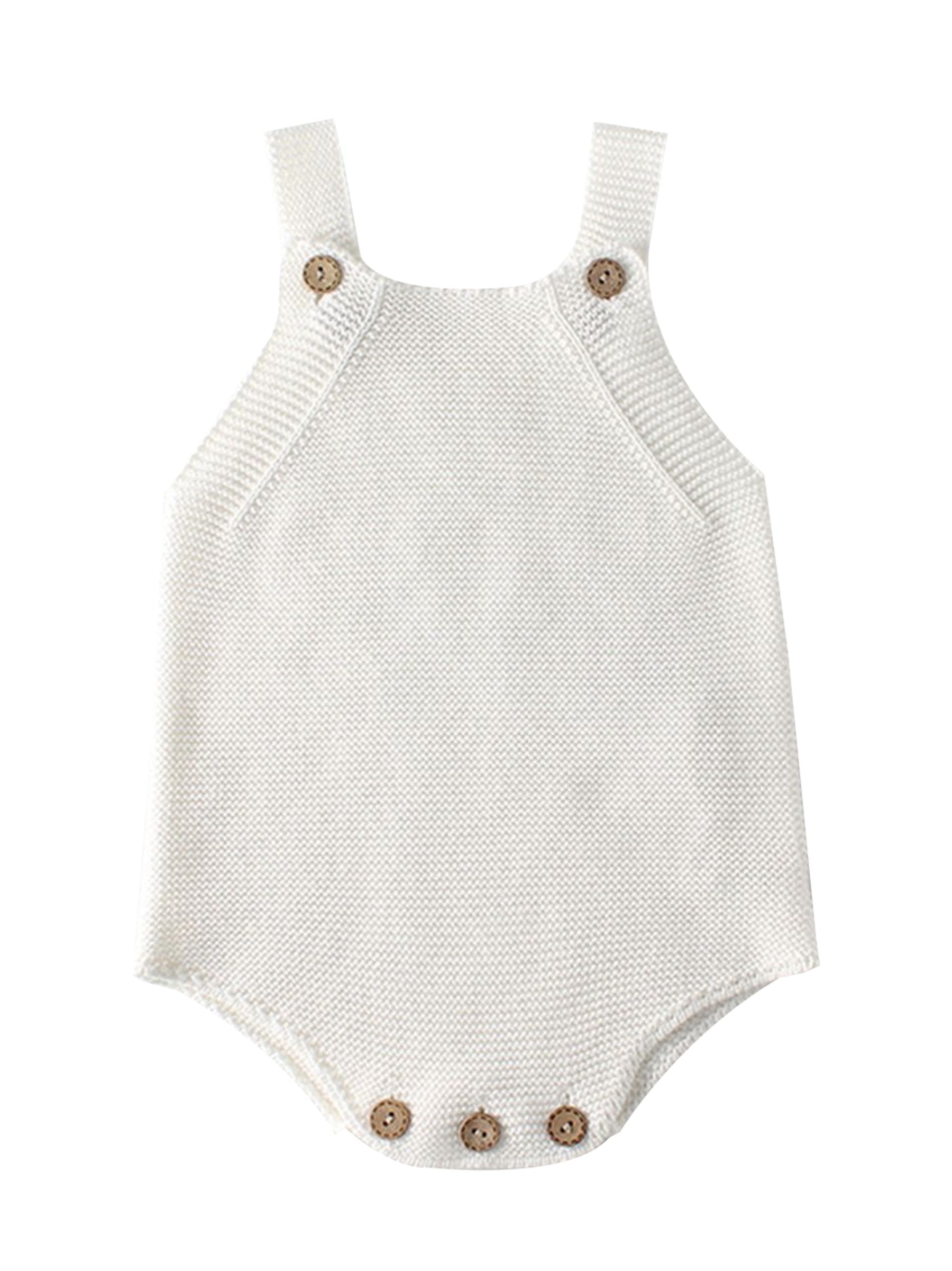 Comfortable White Crochet Cotton Jumpsuit Baby Sleeveless Suspender Knitted Romper - dianjiang-