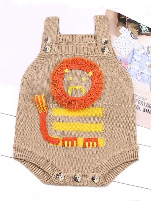 Handcrafted Lion Knitted Onesies Baby Suspender Romper - dianjiang-