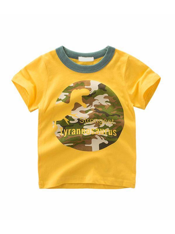 Summer Cartoon Dinosaurs Print Top Cotton Tee Short-sleeve T-shirt - dianjiang-