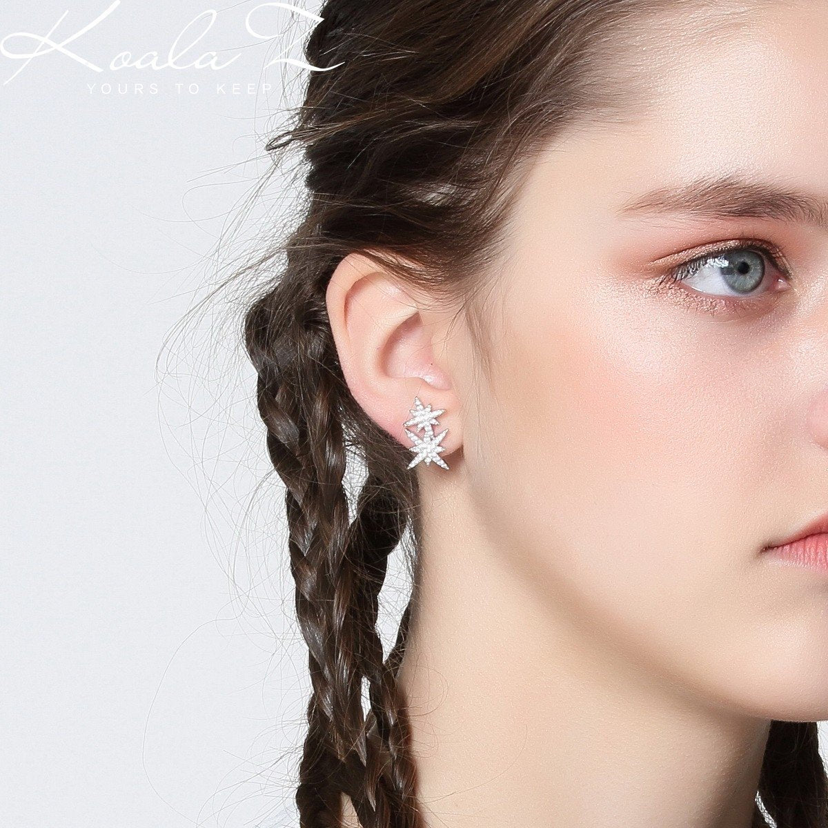 Koala pig's personality, fashion, all-around, double star light, earnail, ear clip, earless, European and American net red meteor - dianjiang-