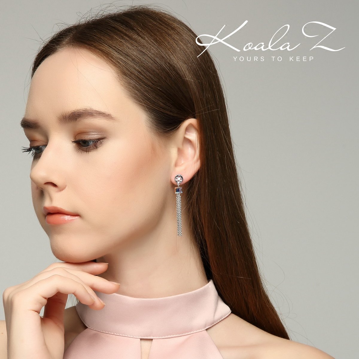 Elegant sugar crystal buttons tassel earrings ear clip female Europe and the United States without ear clip - dianjiang-