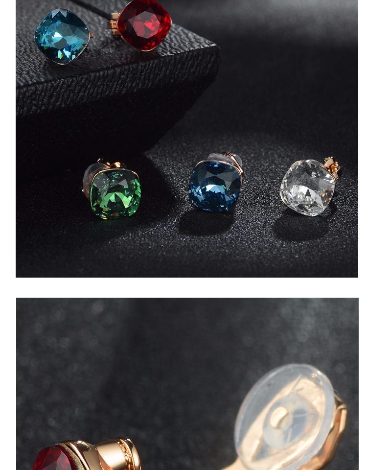 Authentic Austria Crystal Classic Square Crystal Ear Clip Ear Holes Female Clip Simple Joker - dianjiang-