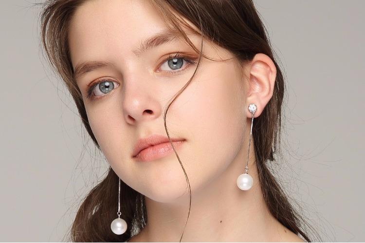 Versatile long tassel pearl with red pearl and red ear clip earrings without earhole and painless female South Korea - dianjiang-