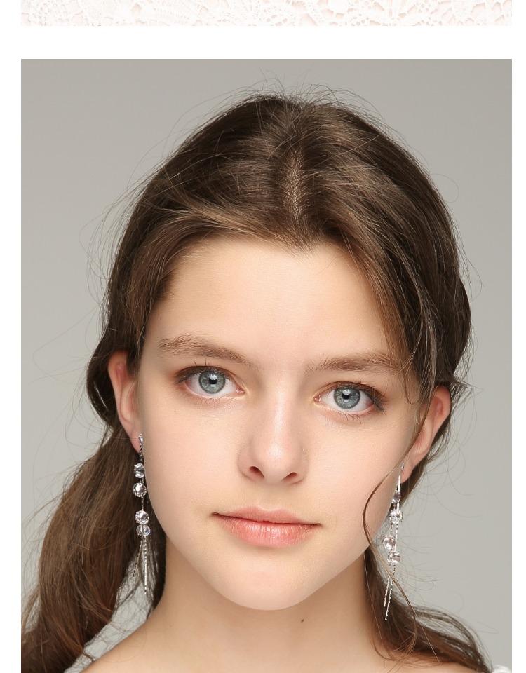 Young girl's face modification long back crystal tassel earring earring clip female non earhole painless clip - dianjiang-