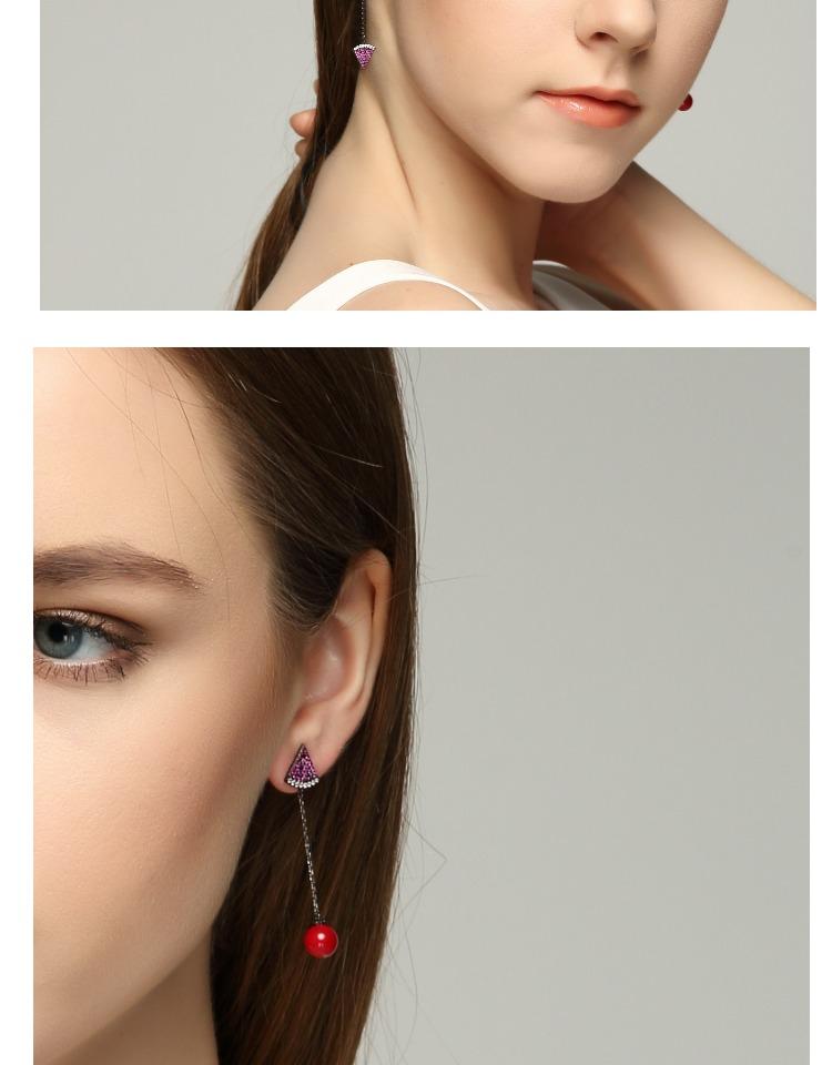 Refreshing summer jewelry-grade mosaic Adorable asymmetrical watermelon earrings ear clip female earless hole - dianjiang-