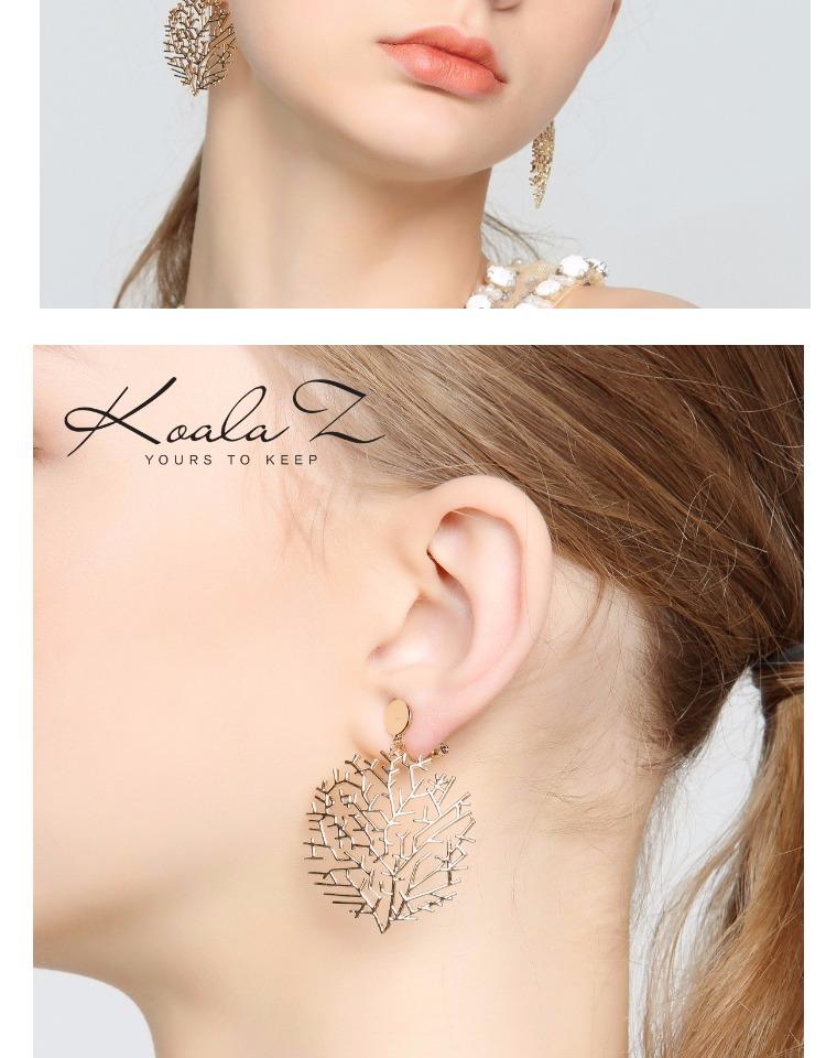 European and American atmosphere exaggerates hollow tree branches flourish Earrings ear clip no ear hole female painless clip - dianjiang-