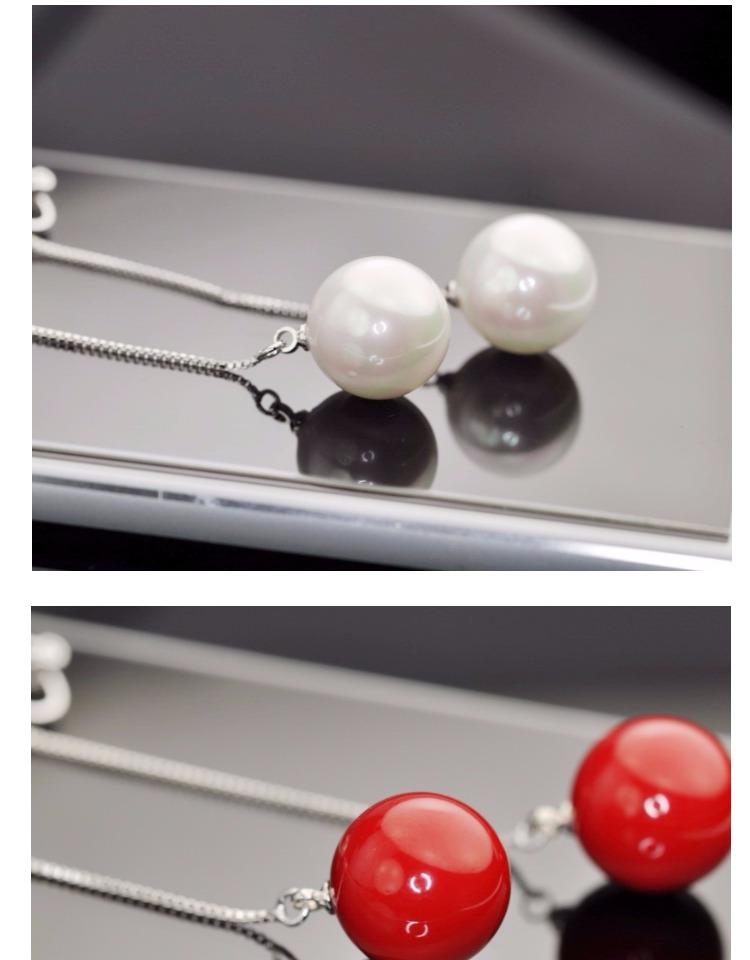 Versatile long tassel pearl with red pearl and red ear clip earrings without earhole and painless female South Korea - dianjiang-