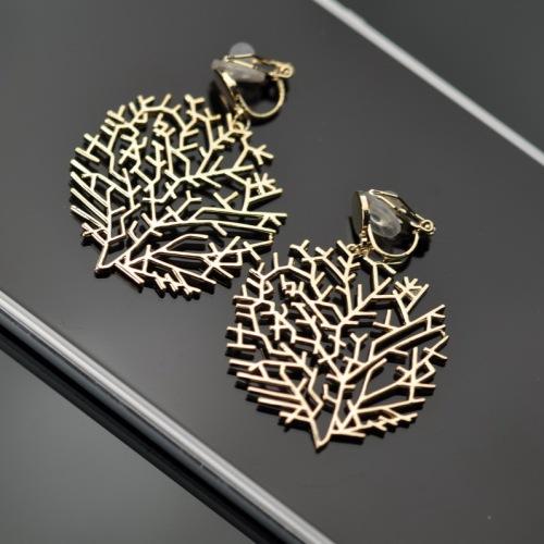 European and American atmosphere exaggerates hollow tree branches flourish Earrings ear clip no ear hole female painless clip - dianjiang-