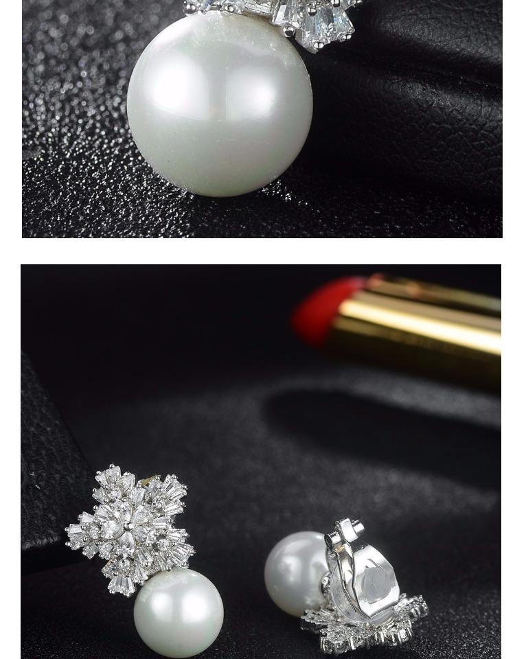 Special fairies, super beautiful snowflake, zircon, pearl, earrings, earless clip, female, European, American and Korean temperament - dianjiang-