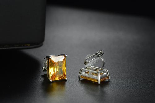 5A锆石 闪耀堪比真钻方形钻石耳钉耳夹无耳洞女韩版简约 - dianjiang-