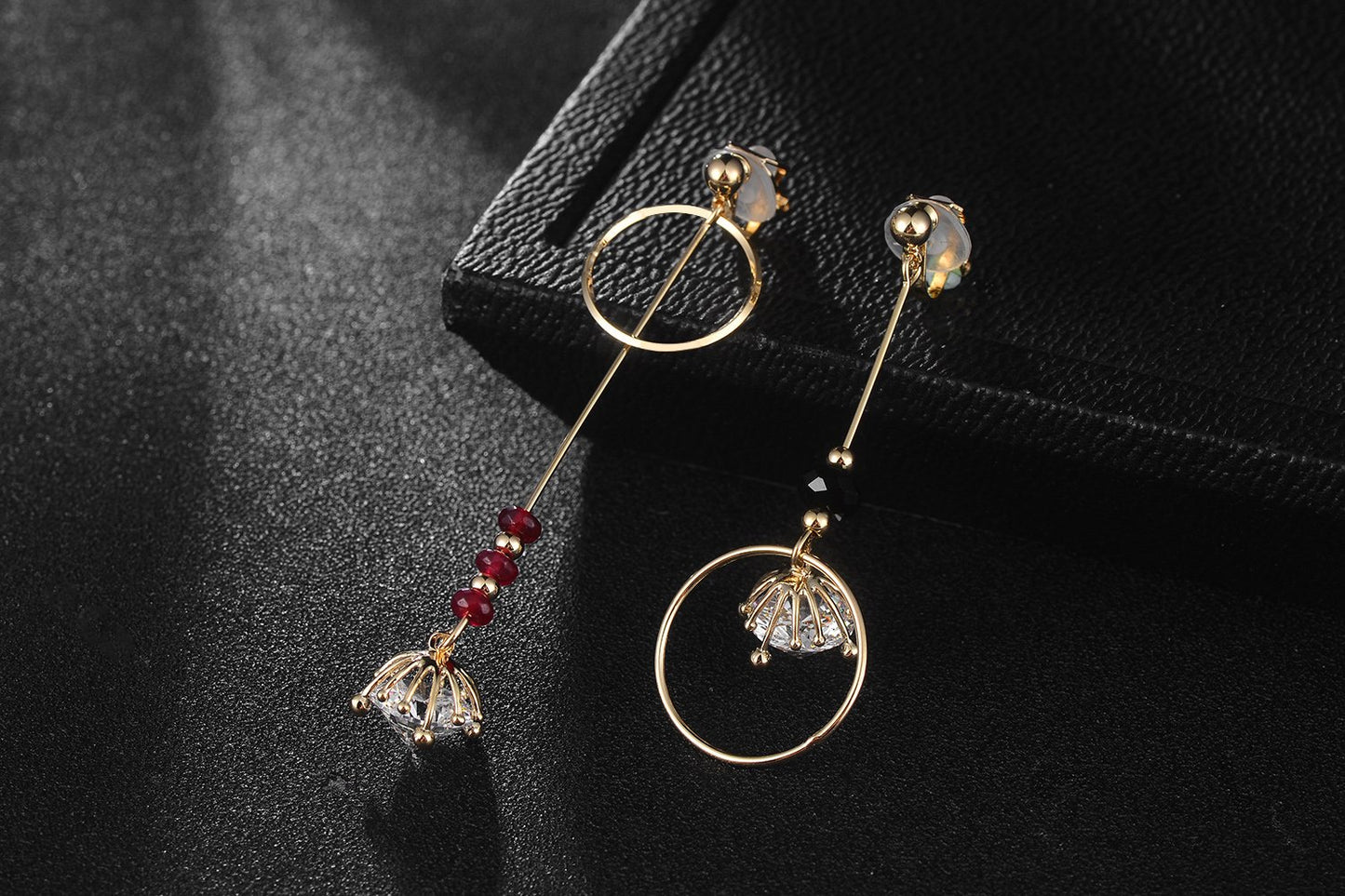 Asymmetric temperament hanging bell pendant long earrings ear clip without ear hole painless clip style tide temperament - dianjiang-