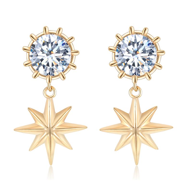 Stars, beautiful diamonds, fresh temperament in Europe and America, stars, earrings, small earnails, ear clips, no earholes, female Japanese and Korean girls - dianjiang-