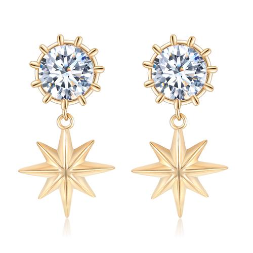 Stars, beautiful diamonds, fresh temperament in Europe and America, stars, earrings, small earnails, ear clips, no earholes, female Japanese and Korean girls - dianjiang-
