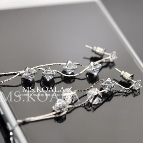 减龄少女修饰脸型 长款背向水晶流苏耳环耳夹女无耳洞无痛夹式 - dianjiang-