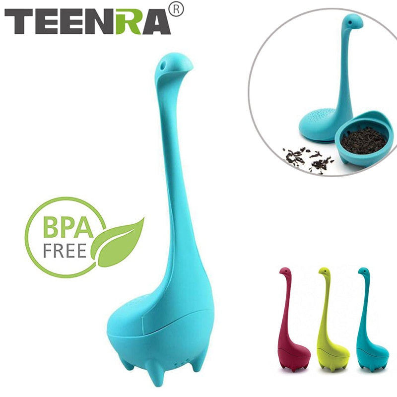 TEENRA Loch Ness Monster Tea Infuser Strainer Silicone Tea Filter Reusable Tea Maker Leaf Diffuser Accessories Teaware - dianjiang-