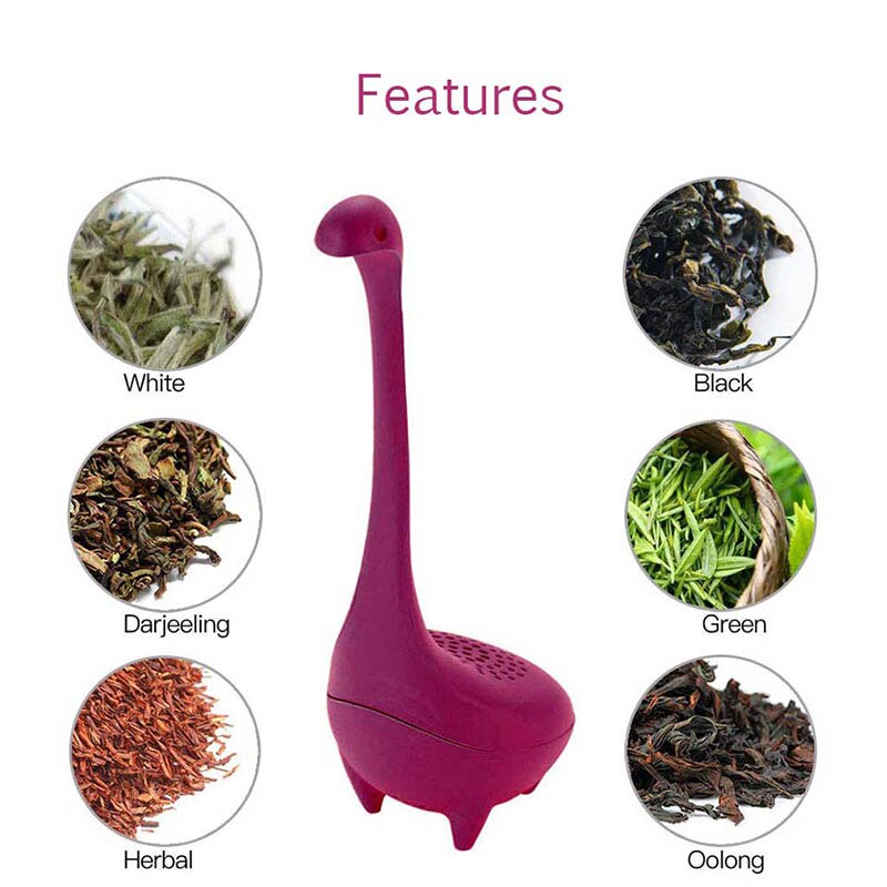 TEENRA Loch Ness Monster Tea Infuser Strainer Silicone Tea Filter Reusable Tea Maker Leaf Diffuser Accessories Teaware - dianjiang-