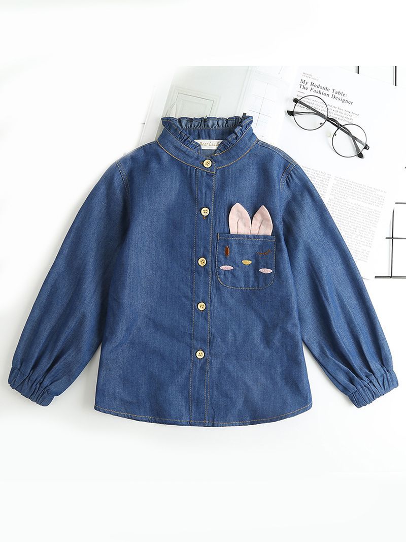 Toddler Big Girl Denim Tulle Patchwork Casual Dress Spring - dianjiang-