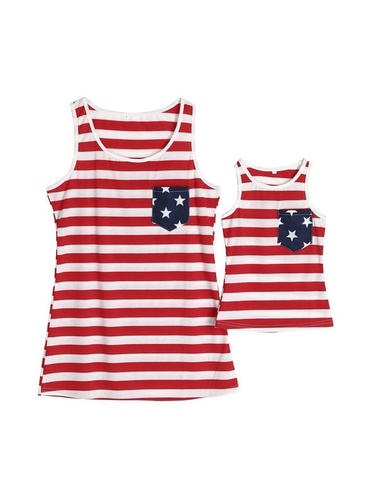 Mom and Me Fourth Of July Striped Tank Top - dianjiang-