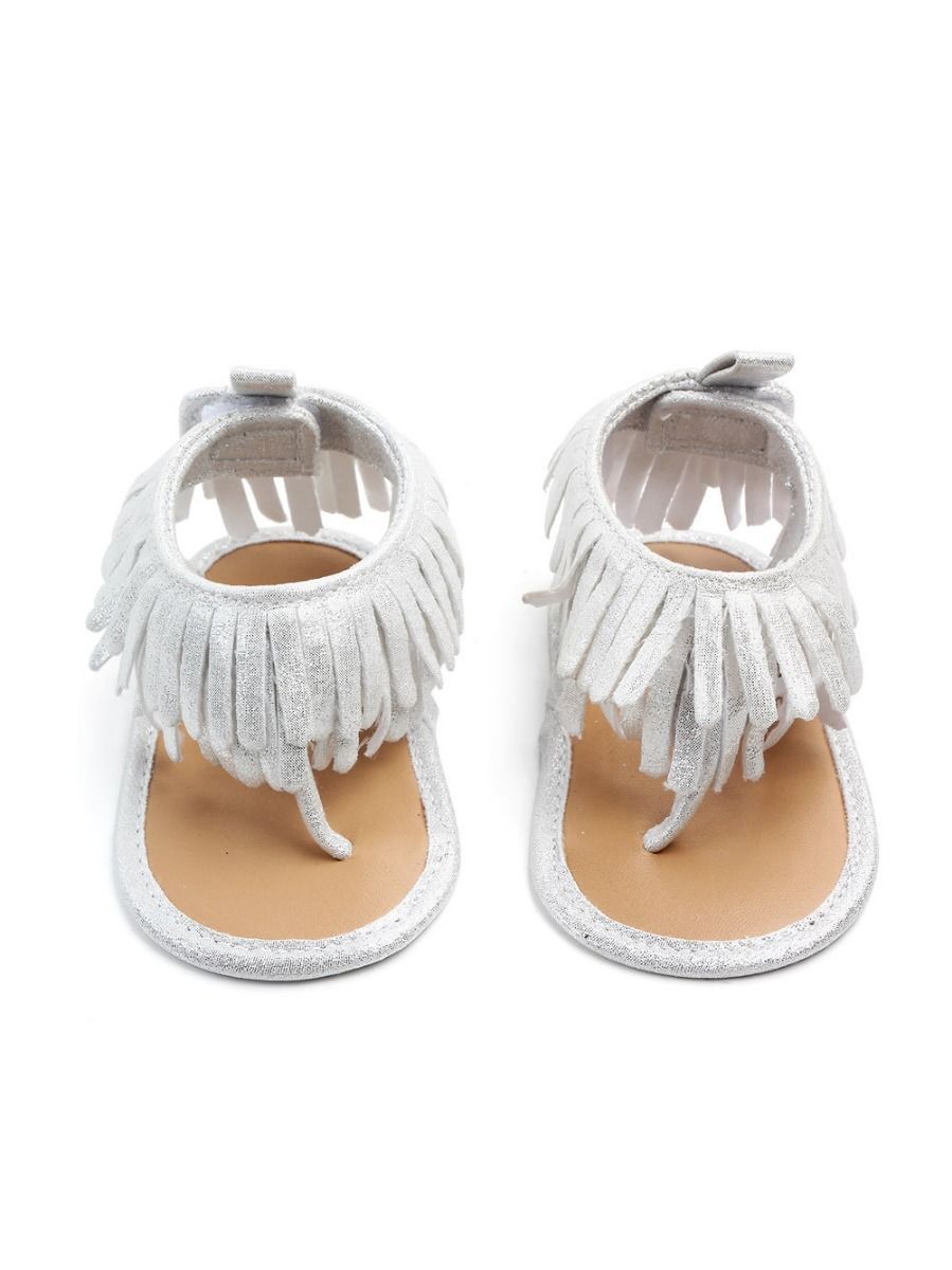 Tassel Sandals Trim Slip-on Solid Color Baby Girls Shoes - dianjiang-