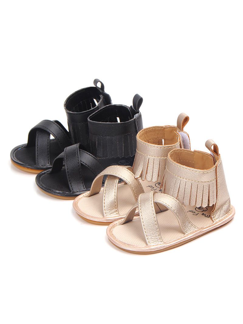 Tassel Trim Shoes Solid Color Slip-on Baby Sandals - dianjiang-