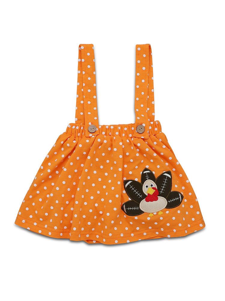 Baby Toddler Girl 2-Piece Thanksgiving Day Ruffled Sleeve Top & Turkey Jumper Skirt Set - dianjiang-