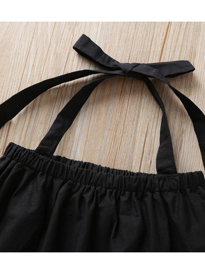 Tie Black Top Matching Stripe Pants 2-Piece Set For Baby Little Girl - dianjiang-