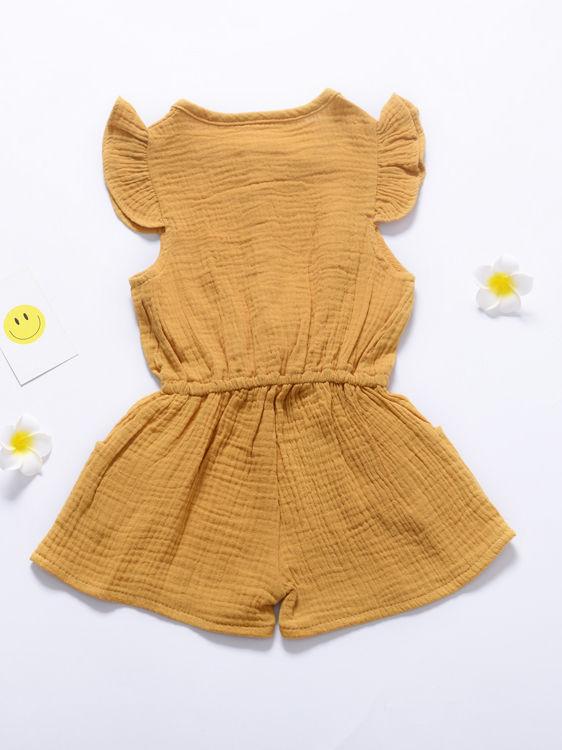 Tie Waist Flutter Sleeve Crinkle Gauze Shortalls Jumpsuit - dianjiang-