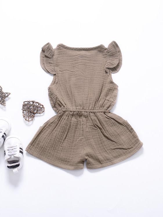Tie Waist Flutter Sleeve Crinkle Gauze Shortalls Jumpsuit - dianjiang-