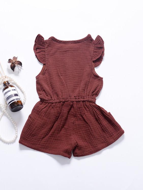 Tie Waist Flutter Sleeve Crinkle Gauze Shortalls Jumpsuit - dianjiang-