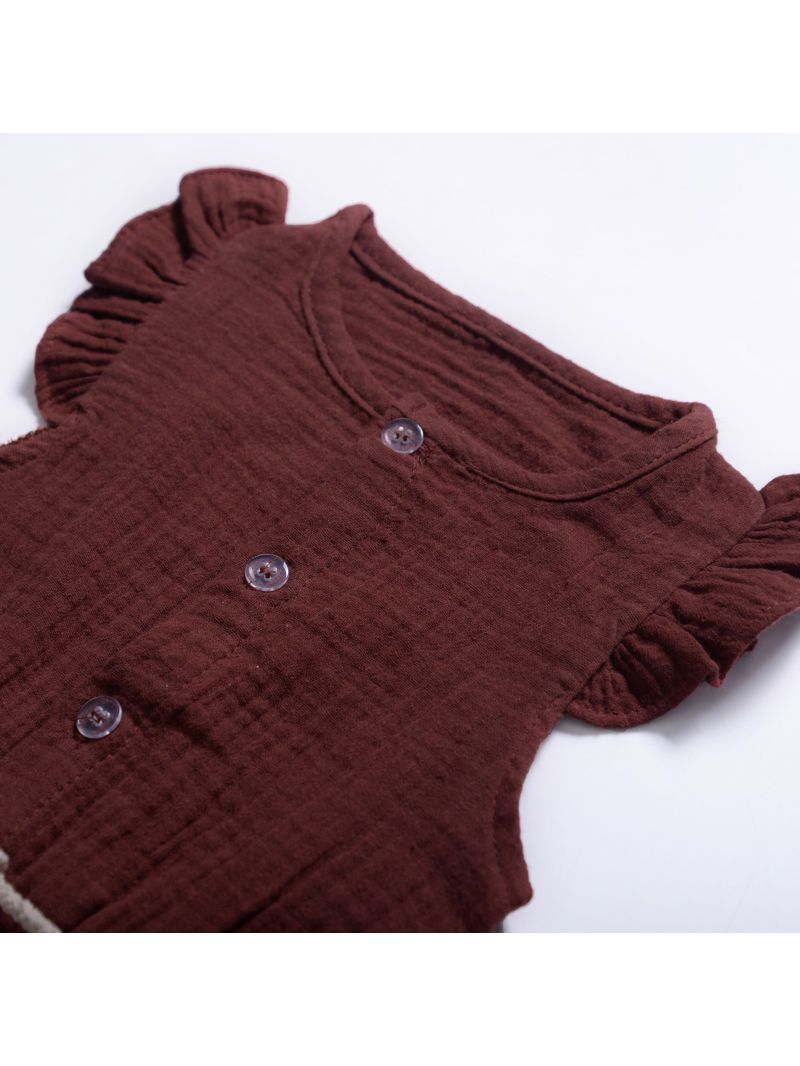 Tie Waist Flutter Sleeve Crinkle Gauze Shortalls Jumpsuit - dianjiang-