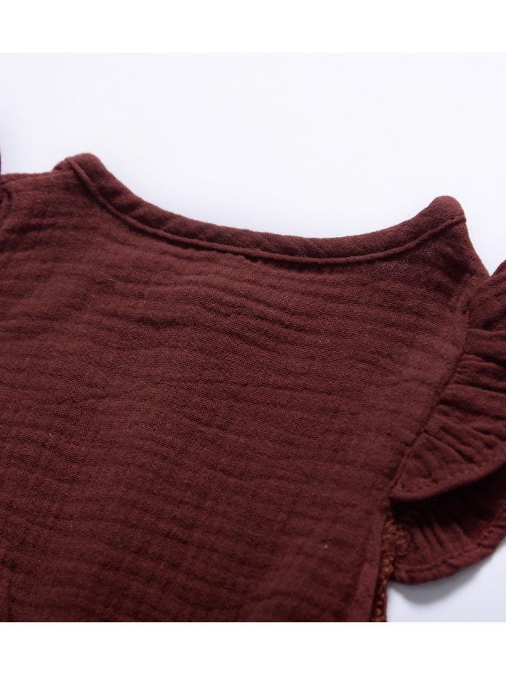 Tie Waist Flutter Sleeve Crinkle Gauze Shortalls Jumpsuit - dianjiang-