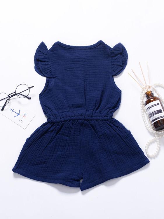 Tie Waist Flutter Sleeve Crinkle Gauze Shortalls Jumpsuit - dianjiang-