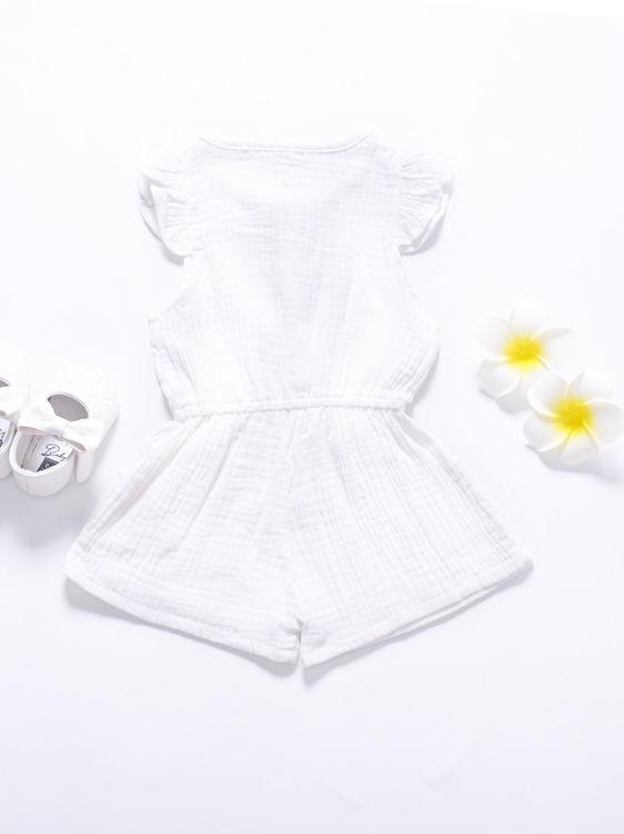 Tie Waist Flutter Sleeve Crinkle Gauze Shortalls Jumpsuit - dianjiang-