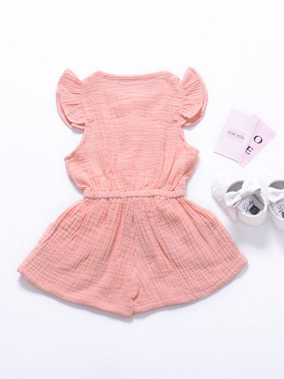 Tie Waist Flutter Sleeve Crinkle Gauze Shortalls Jumpsuit - dianjiang-