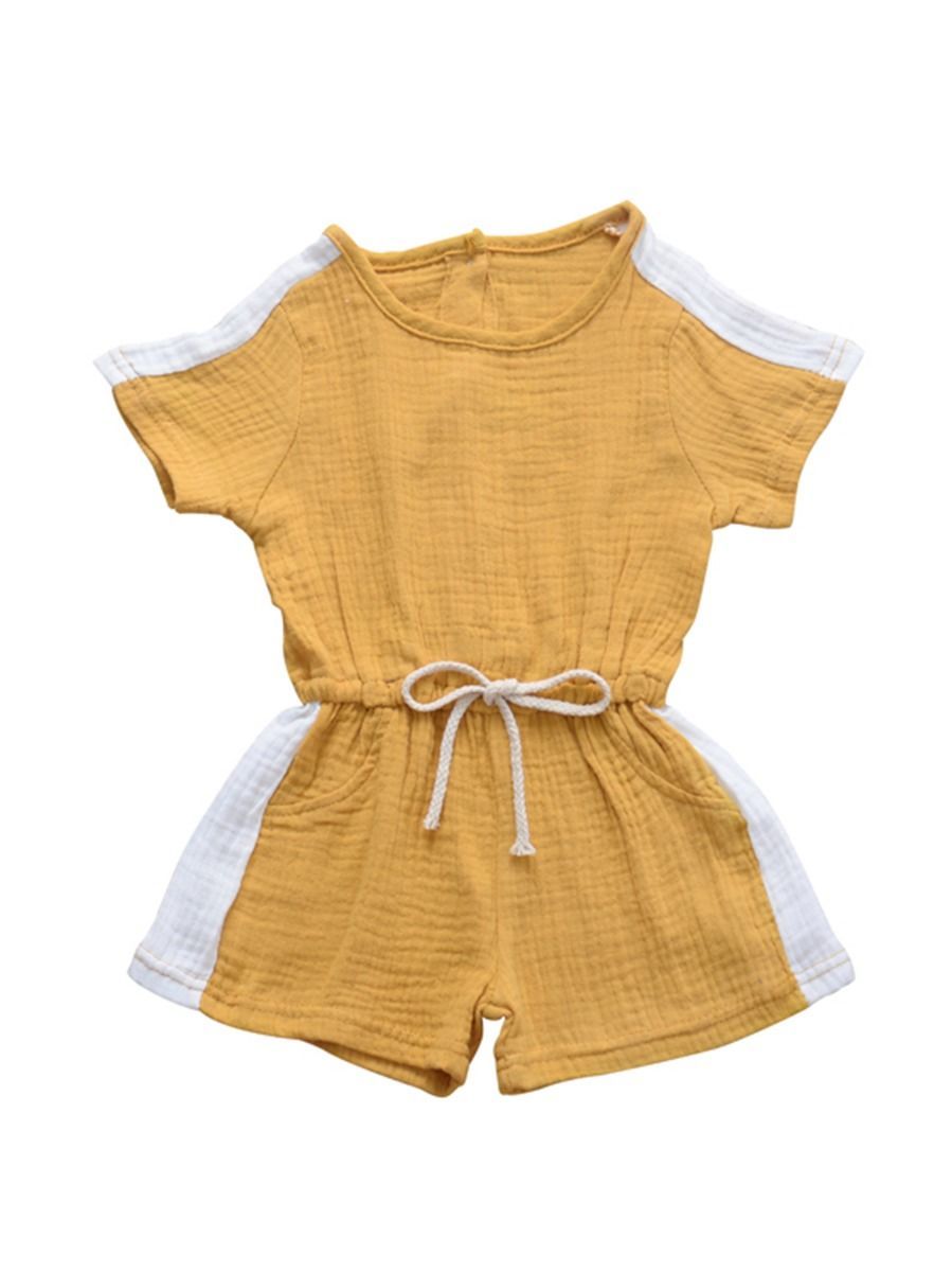 Tie Waist Muslin Jumpsuit Side White Striped - dianjiang-