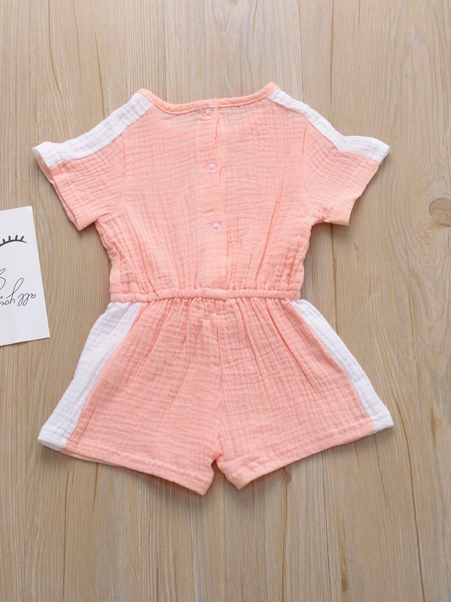 Tie Waist Muslin Jumpsuit Side White Striped - dianjiang-