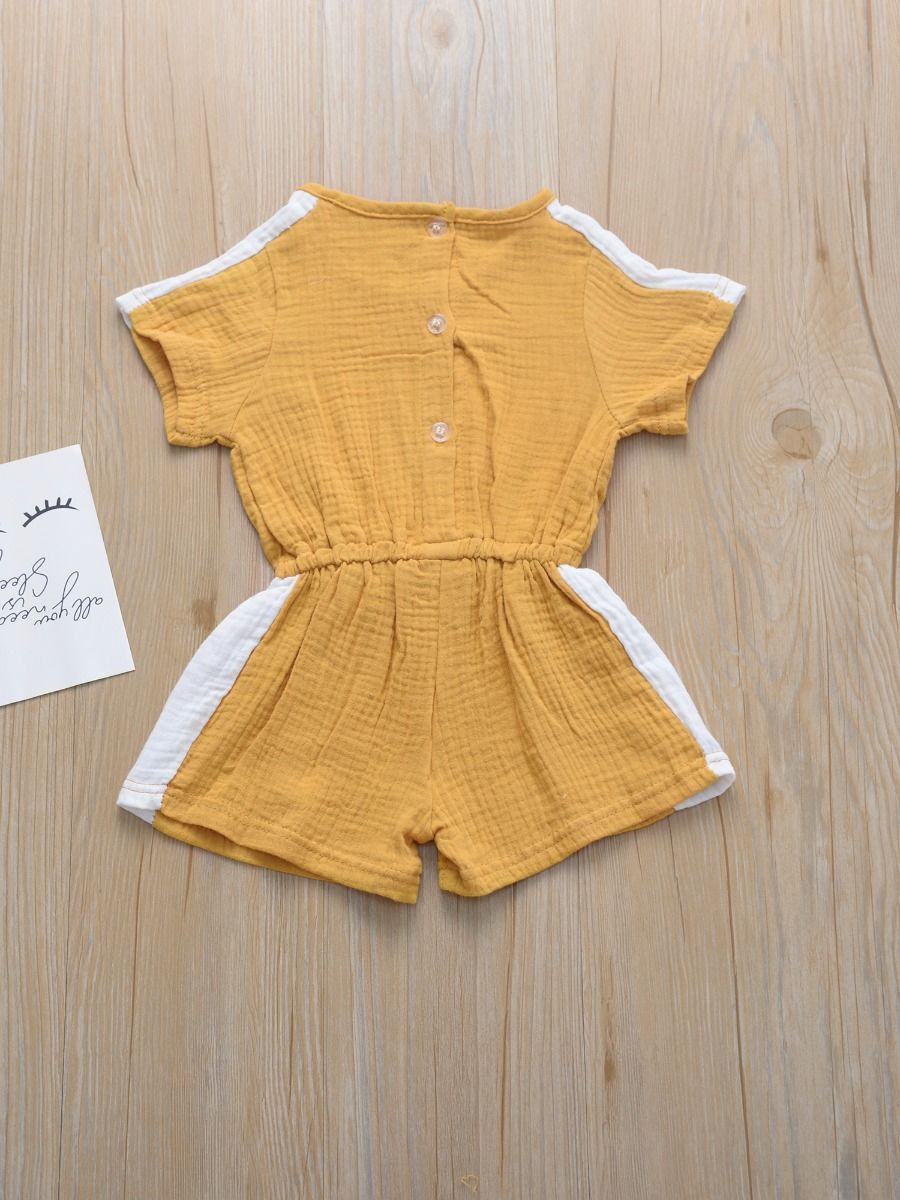 Tie Waist Muslin Jumpsuit Side White Striped - dianjiang-