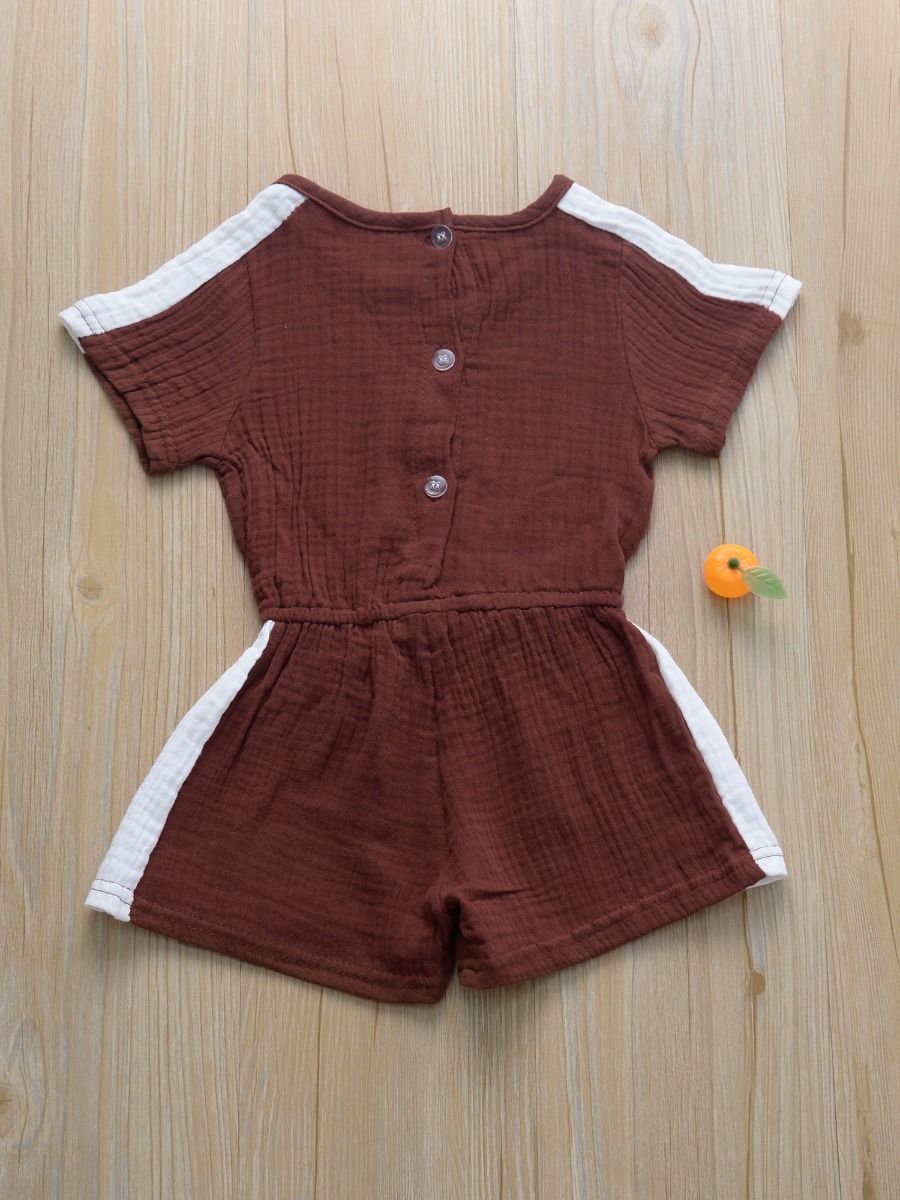 Tie Waist Muslin Jumpsuit Side White Striped - dianjiang-