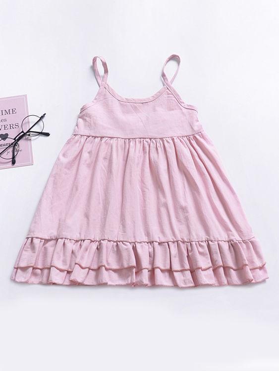 Toddle Infant Little Girl Shoulder Straps Pink Pleated Dress - dianjiang-