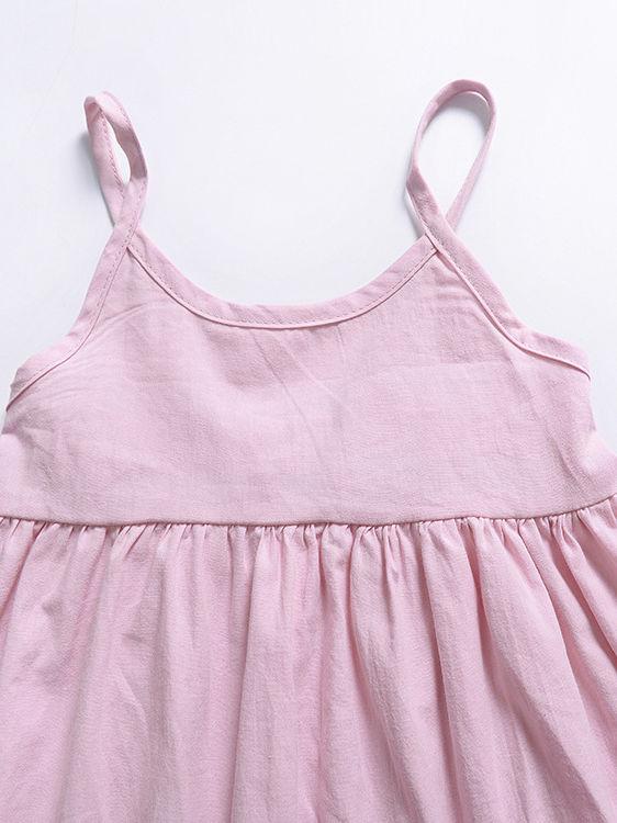 Toddle Infant Little Girl Shoulder Straps Pink Pleated Dress - dianjiang-