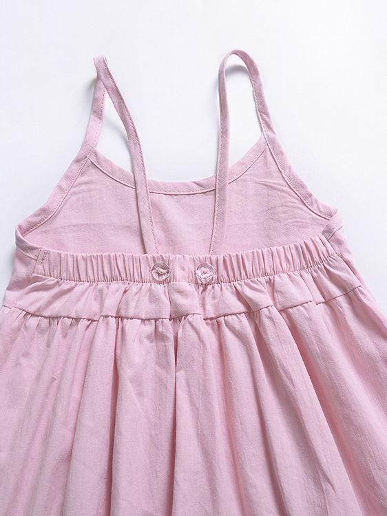 Toddle Infant Little Girl Shoulder Straps Pink Pleated Dress - dianjiang-