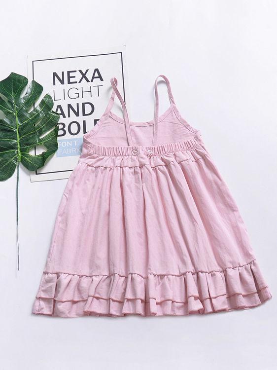 Toddle Infant Little Girl Shoulder Straps Pink Pleated Dress - dianjiang-