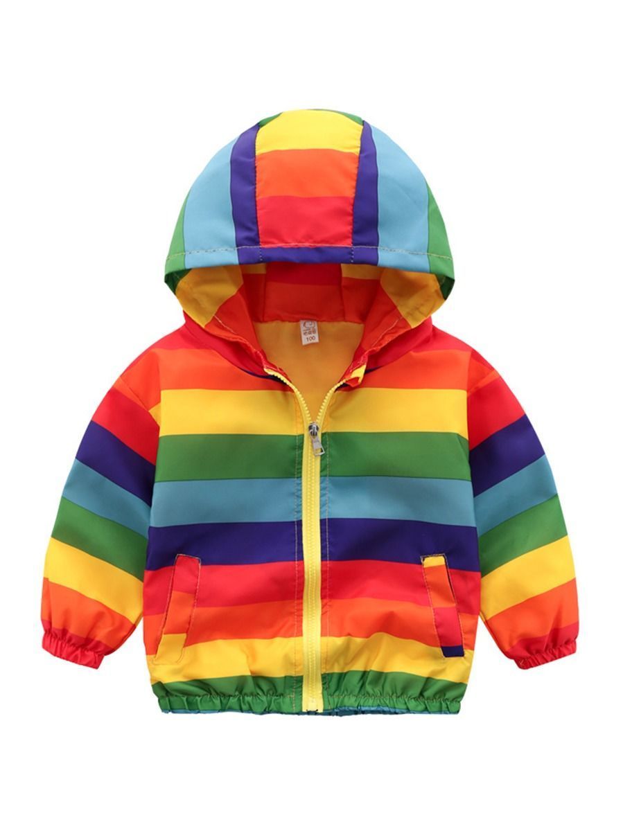 Toddler Boy Rainbow Color Hooded Jacket - dianjiang-
