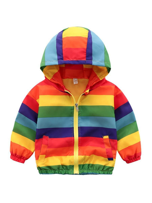 Toddler Boy Rainbow Color Hooded Jacket - dianjiang-